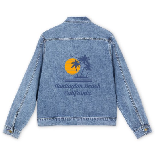 Discover Huntington Beach California Men's Denim Jackets CA Tourist Gifts Men's Denim Jackets