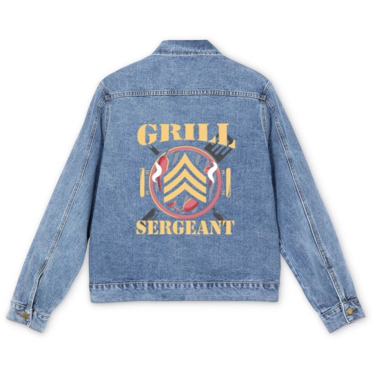 Discover Grill Sergeant - Funny BBQ Design Men's Denim Jackets