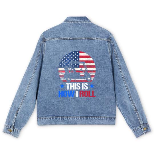 Discover Golf Cart This Is How I Roll USA Flag Golfer 4th Of July Men's Denim Jackets