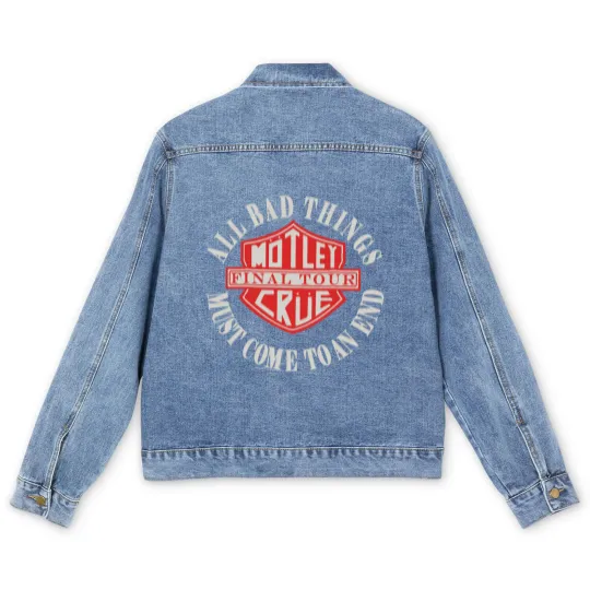 Discover NEW MOTLEY CRUE Final Tour Men's Denim Jackets, Hip Hop Fan Men's Denim Jackets, Rap Music Men's Denim Jackets