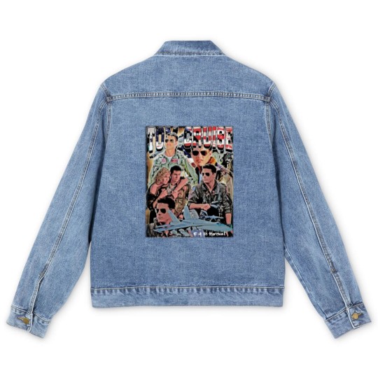 Discover Tom Cruise Men's Denim Jackets Action Movie Fans Graphic Men's Denim Jackets Homage Men's Denim Jackets American Actor Classic 90s Retro Vintage Gift
