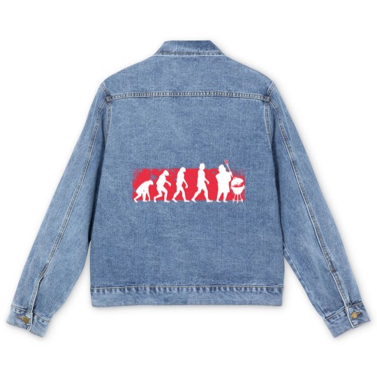 Discover Grill Evolution BBQ Grilling Meat Gift For Dad Men's Denim Jackets