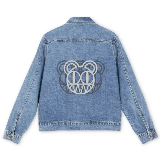 Discover Radio Bear Retro Minimalist Color Design Grey - Bear - Men's Denim Jackets