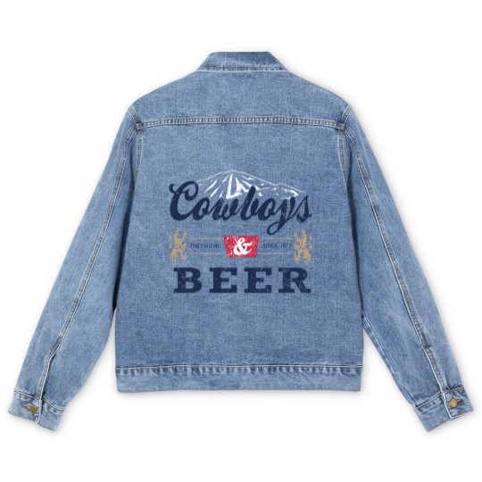 Discover Cowboys And Beer Men's Denim Jackets, Vintage Vibe Western Men's Denim Jackets