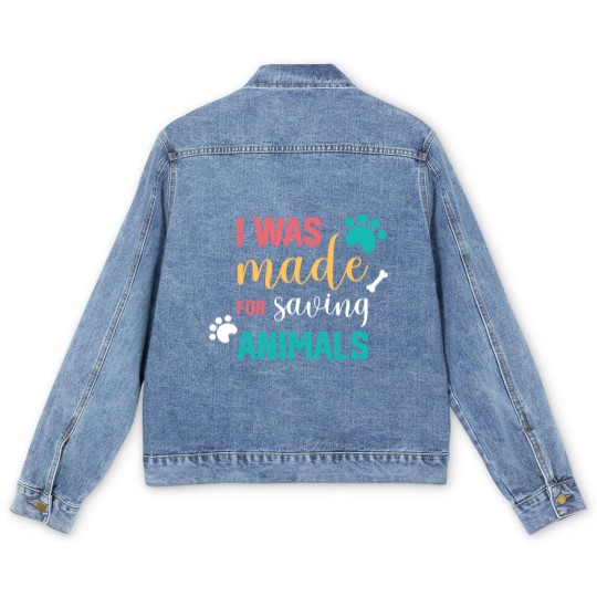 Discover I Was Made For Saving Animals Veterinarian Men's Denim Jackets