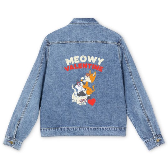 Discover Meowy Valentine Cats Kitten Cat Valentines Day Men's Denim Jackets