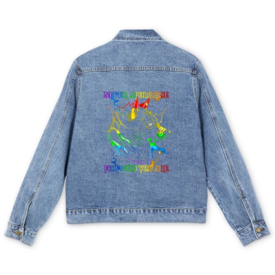 Discover Rainbow Wolf Men's Denim Jackets Gay Wolfs Rainbow Wolfs skin Gay Pride LGBT