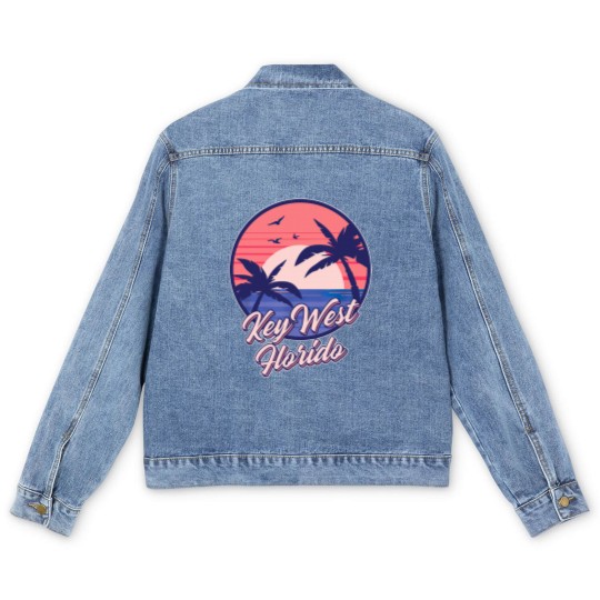 Discover Key West Florida Sunset Beach Summer Seawaves Men's Denim Jackets