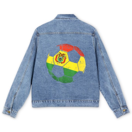Discover Bolivia Soccer Ball Flag Men's Denim Jackets