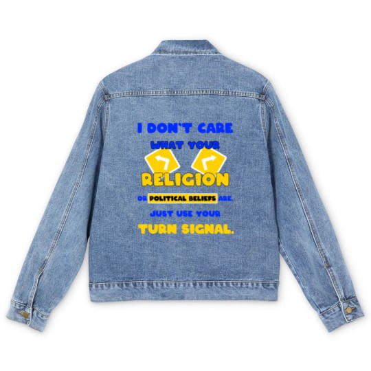 Discover Turn signal use road traffic idiots stupid Men's Denim Jackets