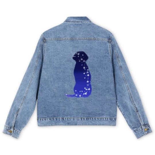 Discover Cosmic dog silhouette in blue with stars Men's Denim Jackets