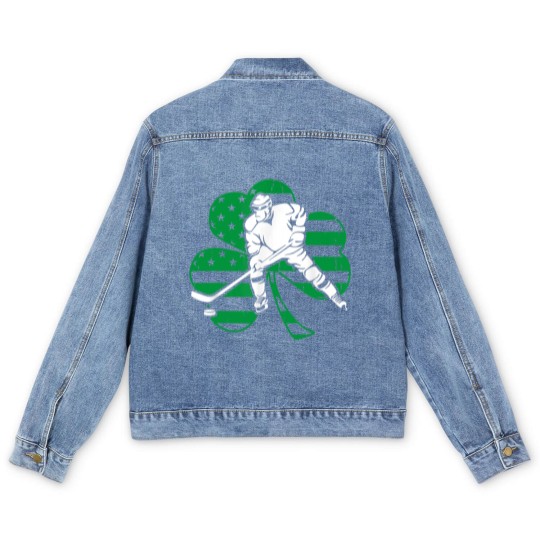 Discover Irish Hockey Player Shamrock St Patrick's Day Men's Denim Jackets