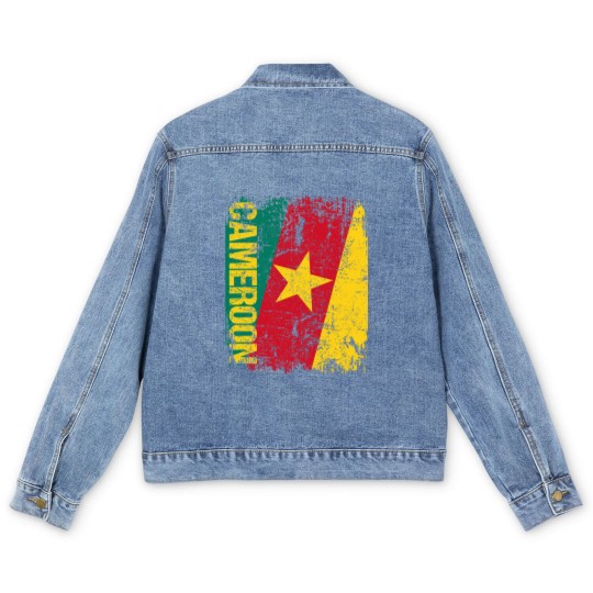 Discover Cameroon Flag Vintage Distressed Men's Denim Jackets