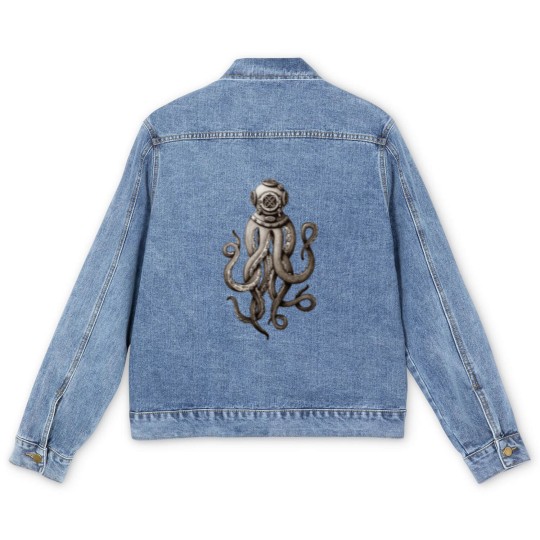 Discover Retro Fashion SCUBA Diver Weird Killer Octopus Men's Denim Jackets