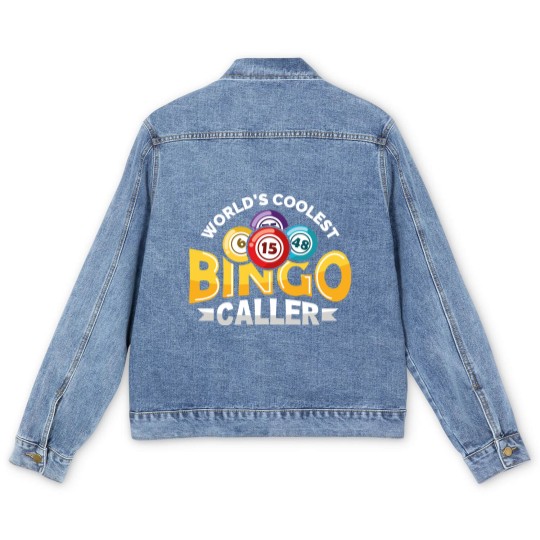 Discover World's Coolest Bingo Caller Lucky Bingo Player Men's Denim Jackets