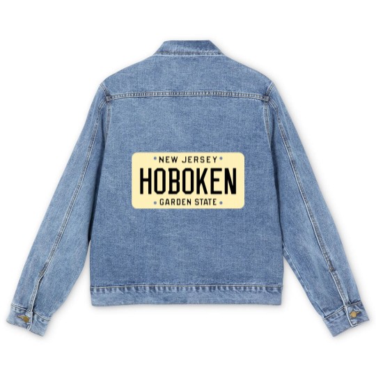 Discover Hoboken New Jersey License Plate Men's Denim Jackets
