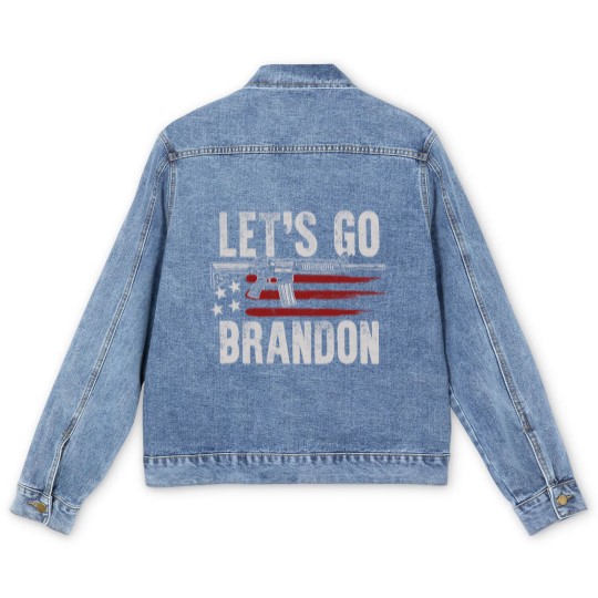 Discover Gun American Flag Patriots Let's Go Brandon  Men's Denim Jackets