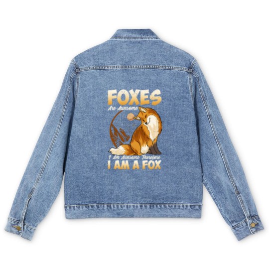 Discover Fox Men's Denim Jackets Foxes Are Awesome Cute Fox Men's Denim Jackets Kids Girls Boys Men's Denim Jackets