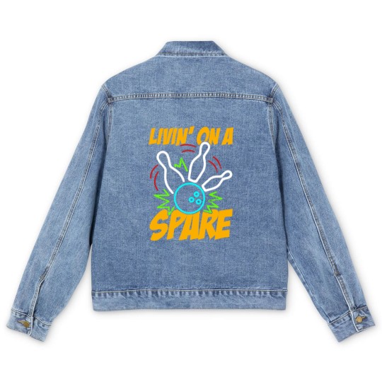 Discover Livin on a Spare Funny Bowling Bowler Men's Denim Jackets