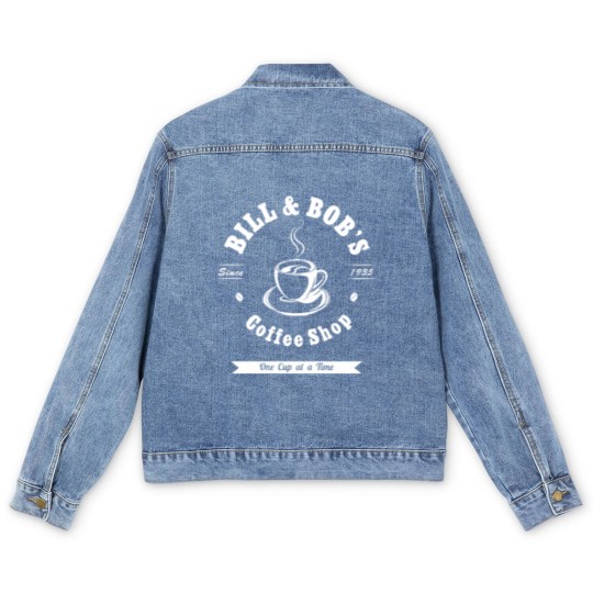 Discover Bill And Bob'S Coffee Shop Aa Recovery Gift Men's Denim Jackets