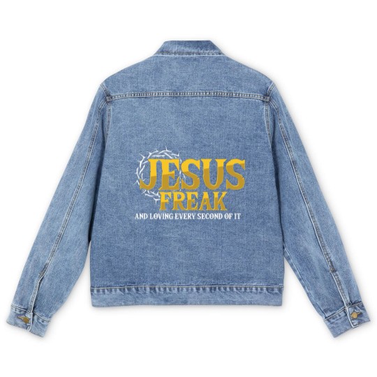 Discover Jesus Freak God Believer Christian Catholic Gift Men's Denim Jackets