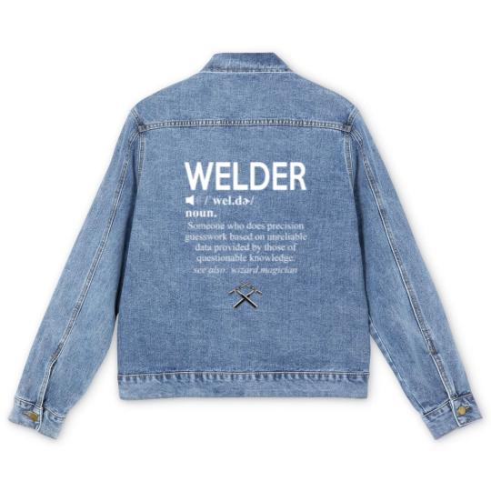 Discover Funny Welding Proud Welder Weld Job American Men's Denim Jackets