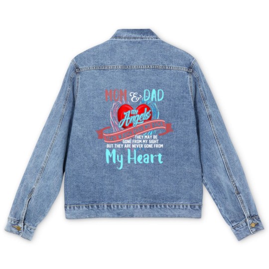 Discover Mom & Dad My Angels Men's Denim Jackets - in memory of parents In Heaven Men's Denim Jackets