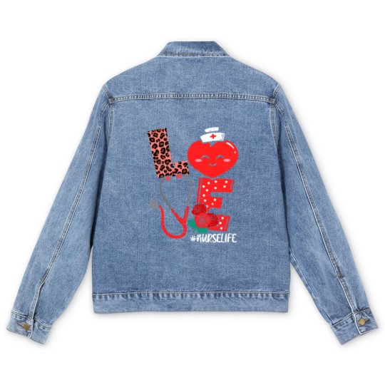 Discover Love Heart Stethoscope Nurse Life Valentine Day 2022 Women Men's Denim Jackets