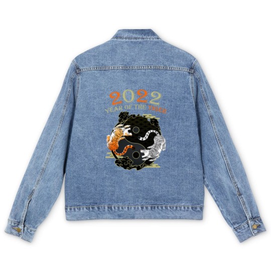 Discover Happy Great Chinese New Year 2022 Year Of The Tiger Men's Denim Jackets