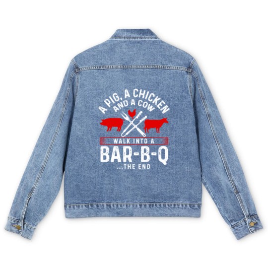 Discover Grill Barbecue BBQ Season Meat Grillmaster Gift Men's Denim Jackets