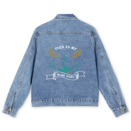 Discover This Is My Spare Men's Denim Jackets Funny Strike Pins Bowling Action Men's Denim Jackets