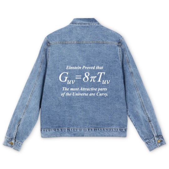 Discover Einstein Field Equation (Humor, white for dark Men's Denim Jackets Men's Denim Jackets