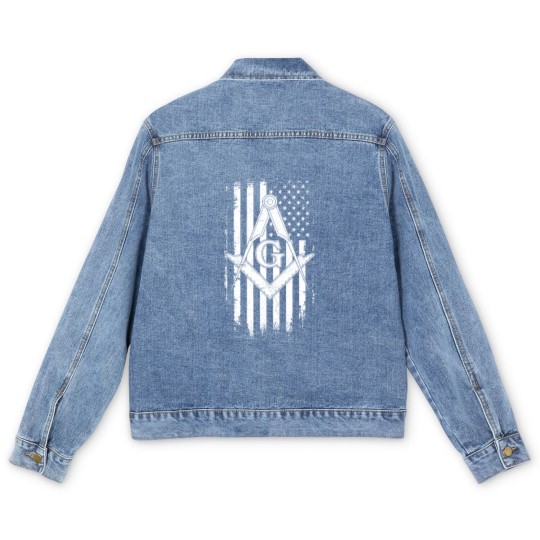 Discover Masonic American Flag Square And Compass Freemason Men's Denim Jackets