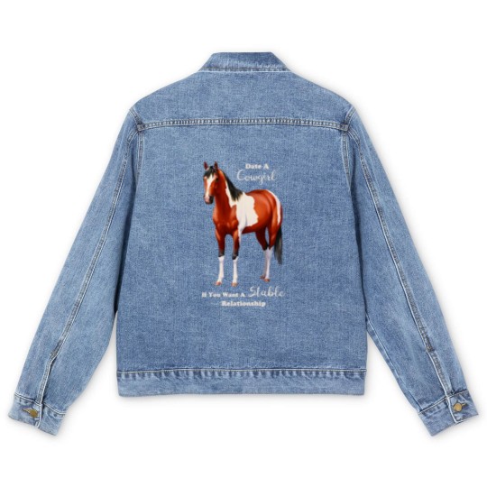 Discover Date A Cowgirl Bay Paint Horse - Horses - Men's Denim Jackets