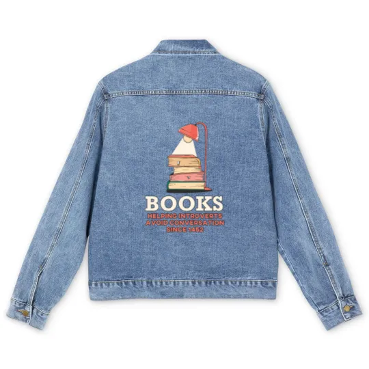 Discover Books, Helping Introverts Avoid Conversation Men's Denim Jackets