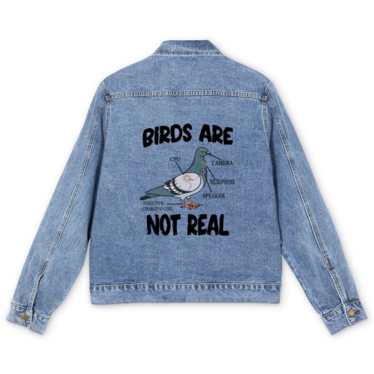 Discover Birds Are Not Real Bird Spies Conspiracy Theory Birds Men's Denim Jackets