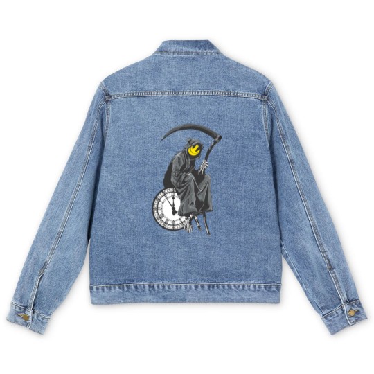 Discover banksy grim reaper clock Men's Denim Jackets