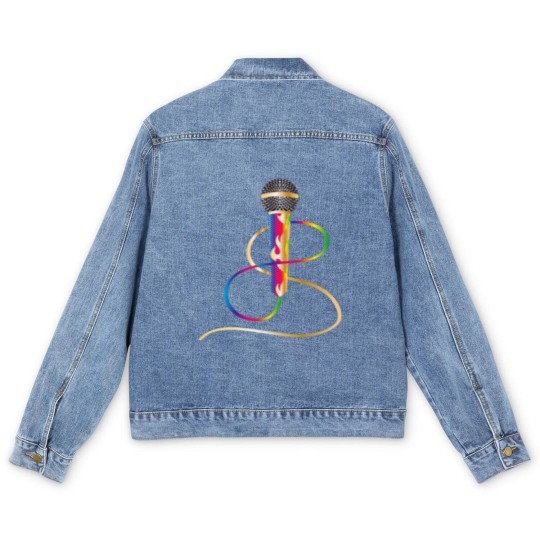 Discover stylish microphone with rainbow handle Men's Denim Jackets