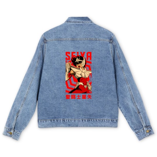 Discover Pegasus Seiya == Saint Seiya == Vintage Anime Design - Seiya - Men's Denim Jackets