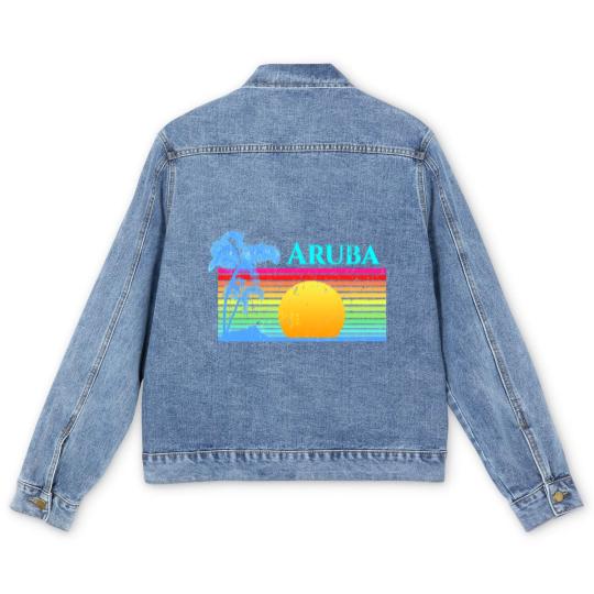 Discover Retro Beach Aruba Sunset - Aruba - Men's Denim Jackets