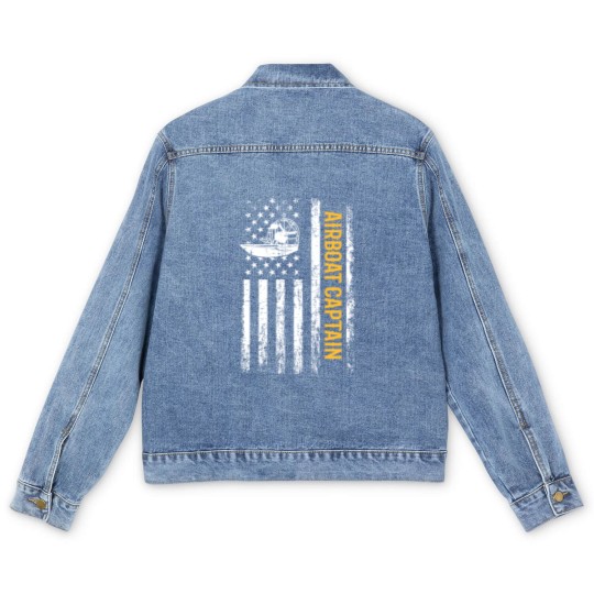 Discover Airboat American Flag, airboating Men's Denim Jackets