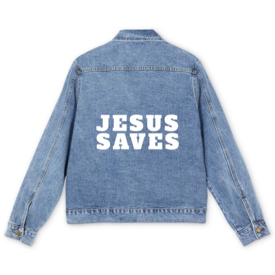 Discover Jesus Saves - Christian - Jesus Saves - Men's Denim Jackets