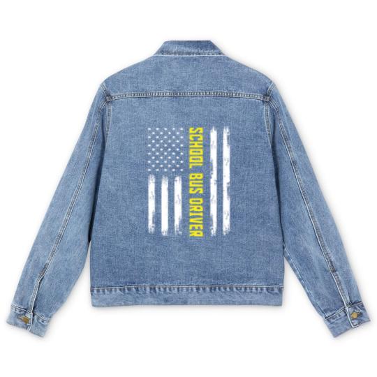 Discover School Bus Driver Proud Flag Pride Gift Men's Denim Jackets