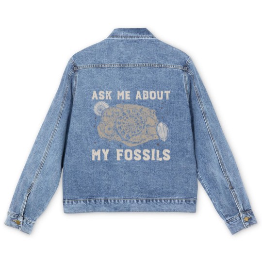 Discover Fossil Collector | Paleontologist Fossil Dino Gift Men's Denim Jackets