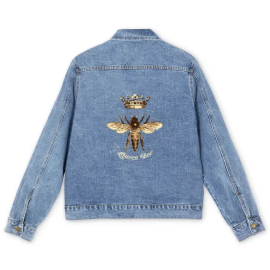 Discover Queen Bee Men's Denim Jackets with Crown for Beekeepers & Bee Lovers