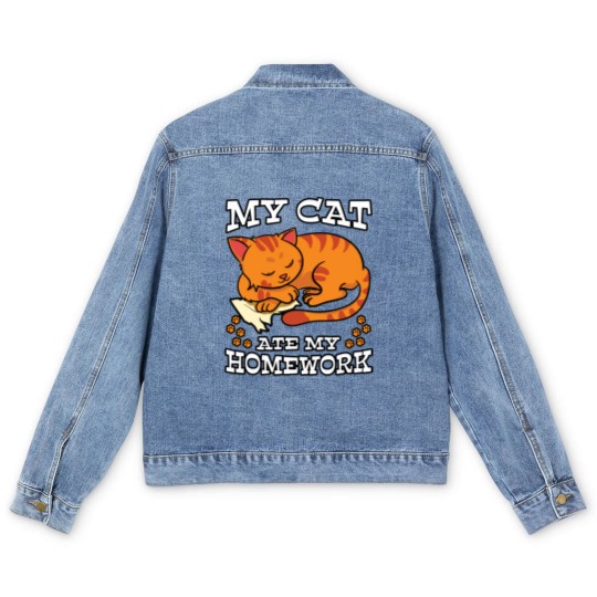 Discover My Cat Ate My Homework Men's Denim Jackets