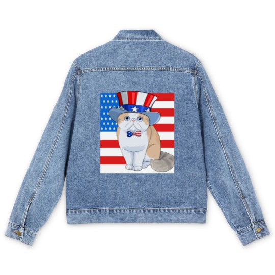 Discover Exotic Shorthair Cat 4th of July - Exotic Cat - Men's Denim Jackets