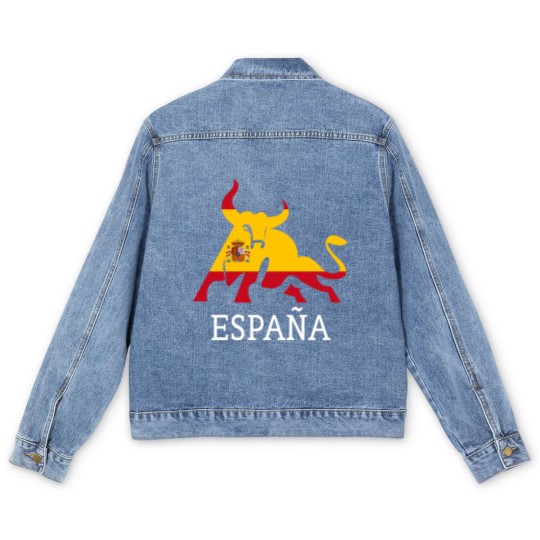 Discover Spain Spanish Flag Souvenir Toro España Bull Silhouette - Spanish Spain Flag Souvenir Bull S - Men's Denim Jackets