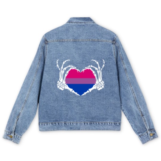 Discover Skeleton Hand Heart Bisexual Funny Halloween Men's Denim Jackets