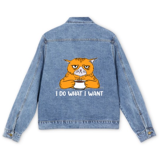 Discover I do What I Want Funny Sarcastic Cat Men's Denim Jackets